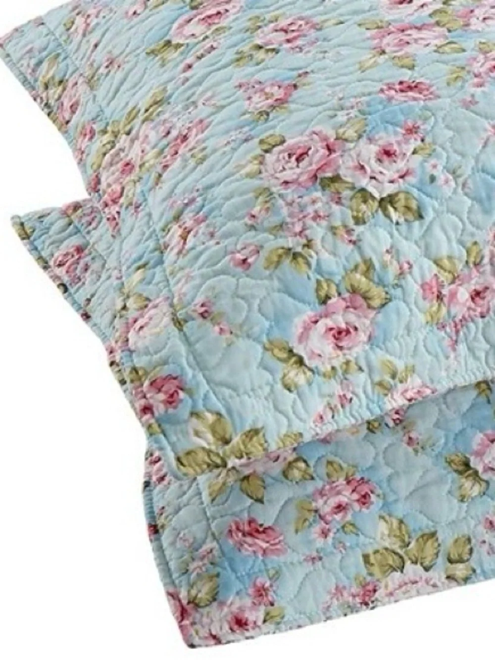 Farmhouse Floral Queen Size Shams 100% Cotton (2-Pack) BLUE ROSE
